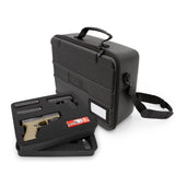 CASEMATIX Pistol Range Bag with Zipper - Rugged EVA Gun Bag with Two Layers of Foam for Up To 4 Handguns with Carry Strap and ID Card Holder