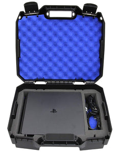 CASEMATIX Travel Case Compatible with PlayStation 4 Slim 1TB Console and Accessories such as Controllers, Wireless Move Motion, Games and Cables