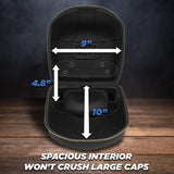 CASEMATIX Hat Travel Case for up to 4 Baseball Caps with Crush-Resistant Hard Shell Outer, Adjustable Shoulder Strap and Comfortable Handle