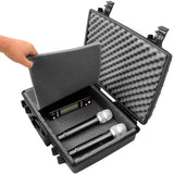 CASEMATIX Waterproof Wireless Microphone System Case Fits Sennheiser, Shure, Audio-Technica, Nady, VocoPro, AKG Receiver, Body Transmitter and More