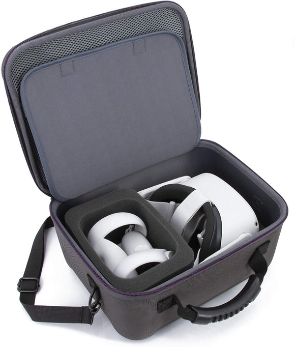 CASEMATIX Hard Shell Travel Case Compatible with Oculus Quest 2 - Protective Oculus Quest 2 Case with Impact-Absorbing Foam and Shoulder Strap