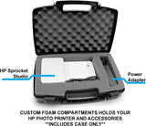 CASEMATIX Hard Travel Case for HP Sprocket Studio Photo Printer and Accessories in Custom Foam - Includes Hard Shell HP Sprocket Case Only