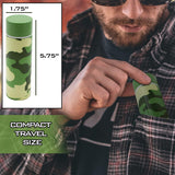 CASEMATIX Stainless Steel Pocket Spittoon 5-Ounce Travel Spit Cup with Cleaning Brush Included - Portable Dip Spit Bottle with Camo Design, Spitoon for Car Wide Mouth Reusable Spit Cups for Chew