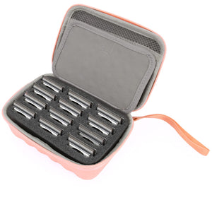 CASEMATIX Rose Gold Clipper Blade Holder for 12 Blades - Protective Clipper Blade Storage Case with Barber Blade Holder Foam, Case Only