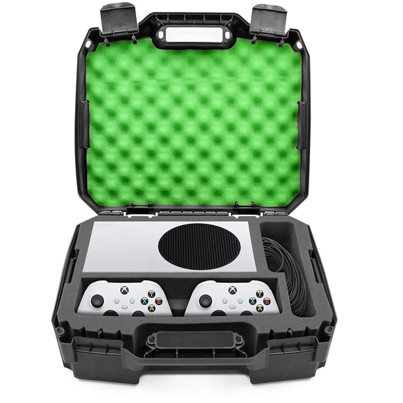 CASEMATIX Hard Shell Travel Case Compatible with Xbox Series S Console, Controllers, Games and Other Xbox Series S Accessories - Custom Foam Interior