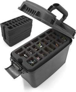 CASEMATIX Miniature Storage Hard Shell Figure Case - 105 Slot Figurine Carrying Case Compatible with Warhammer 40k, Dungeons & Dragons & More!