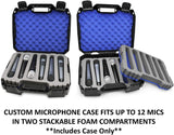 CASEMATIX Wireless Microphone System Hard Case Fits 12 Sennheiser, Shure Mic, Nady, AKG, VocoPro and More Handheld Transmitter Mics, CASE ONLY