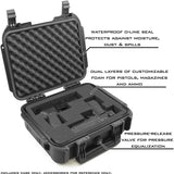 CASEMATIX 14" Two Gun Hard Case for 2 Handguns - Waterproof & Shockproof 2 Pistol Hard Case, Double Handgun Case with Accessory Storage