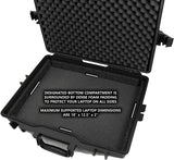 CASEMATIX Waterproof Laptop Hard Case for 15-17 inch Gaming Laptops and Accessories - Crushproof Heavy Duty Laptop Case for 15.6 and 17.3 inch Laptops