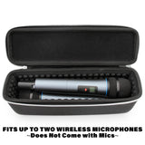 CASEMATIX Wireless Microphone Case Compatible with 11" Wireless Mic System Handheld Microphones Fits Up To Two Mics - Black Case Only