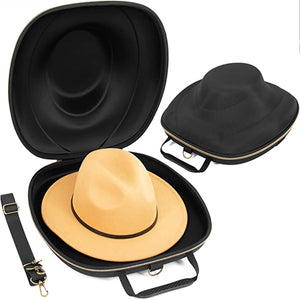 CASEMATIX Hat Case for Fedora, Panama, Bowler Hats and More - Hat Travel Case with Shoulder Strap and Protective Insert for Hats With Brims Up To 3"