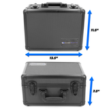 CASEMATIX 14" Locking Wireless Microphone Case with Two Layers of Foam - Mic Case Lock Box for Audio Accessories, Mics, Receivers, Cables and More