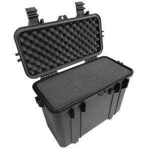 CASEMATIX 15" Waterproof Hard Travel Case with Padlock Rings and Customizable Foam - Fits Accessories up to 14” x 6” x 11.25”