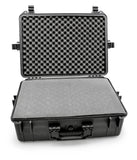 CASEMATIX 23" Waterproof Hard Travel Case with Padlock Rings and Customizable Foam - Fits Accessories up to 18" x 11" x 6"