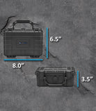 CASEMATIX 8" Waterproof Hard Travel Case with Padlock Rings and Customizable Foam - Fits Accessories up to 6" x 3.5" x 2.75"