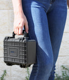 CASEMATIX 8" Waterproof Hard Travel Case with Padlock Rings and Customizable Foam - Fits Accessories up to 6" x 3.5" x 2.75"